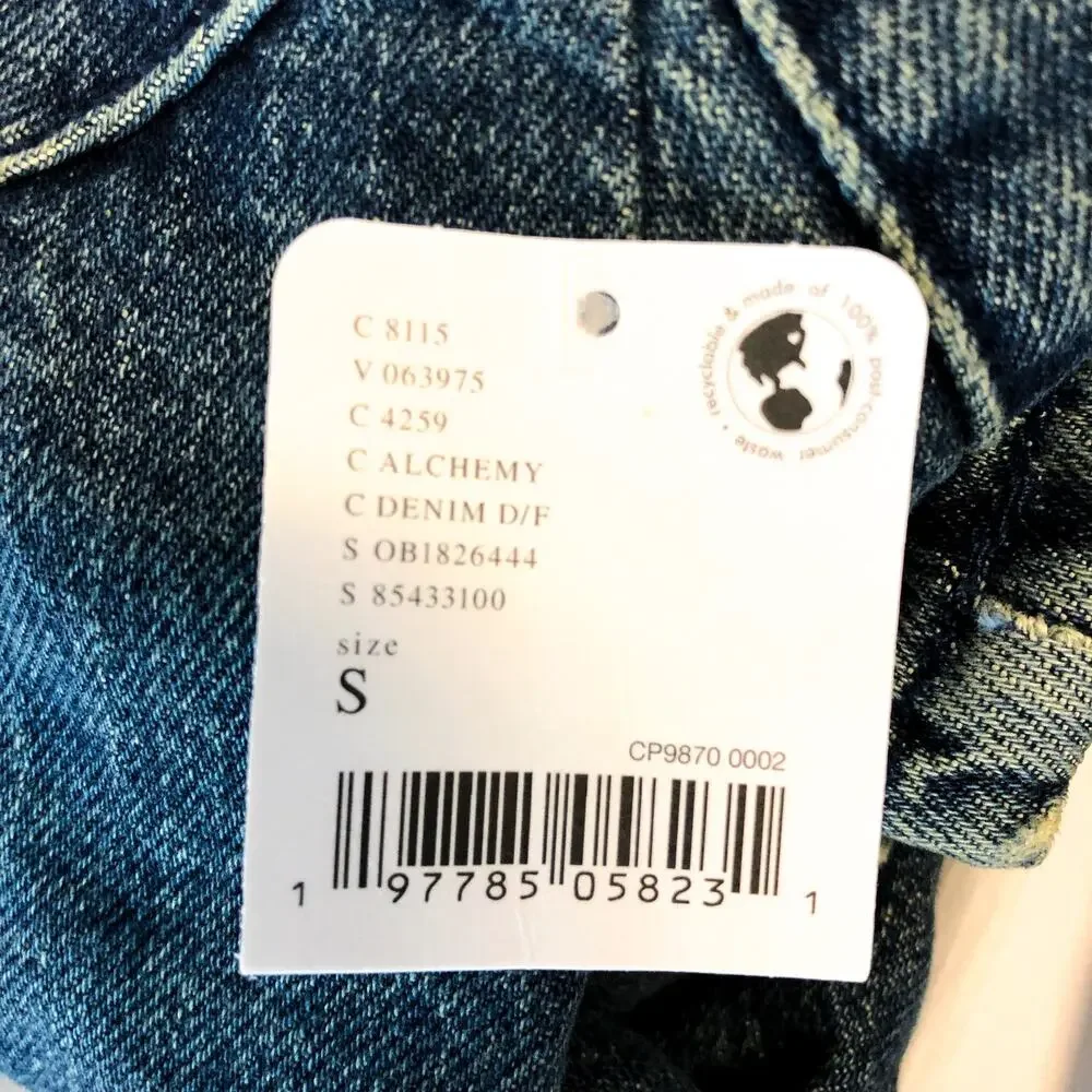FREE PEOPLE x WE THE FREE Fast Lane Denim Moto Jacket Small Alchemy Blue NWT - Picture 12 of 13